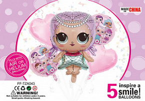 Набор шаров FF-TAZ043 "Девочка русалка" 5шт.